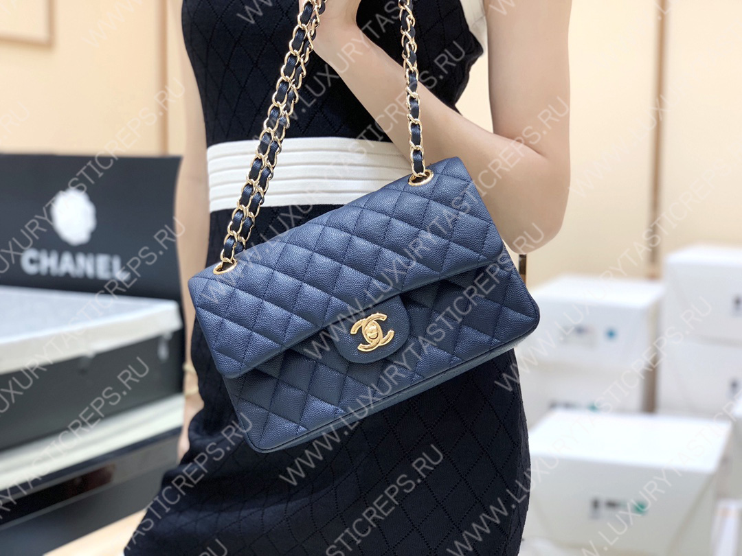 Ch*el small classic handbag bag navy blue a01113
