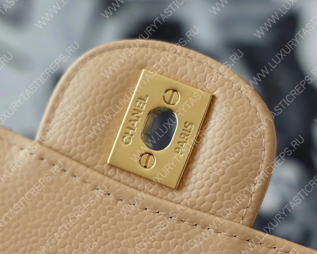 Ch*el small classic handbag bag beige a01113