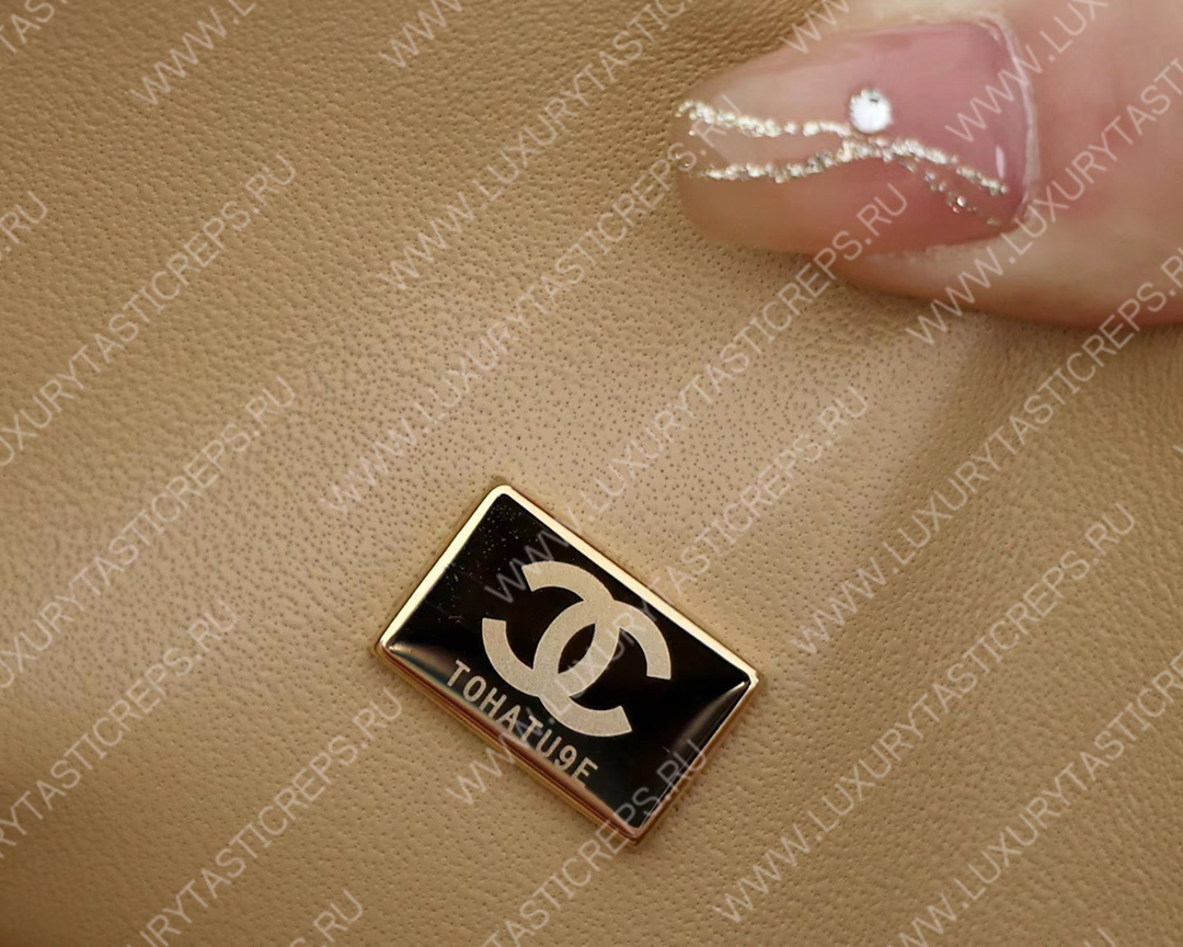 Ch*el small classic handbag bag beige a01113