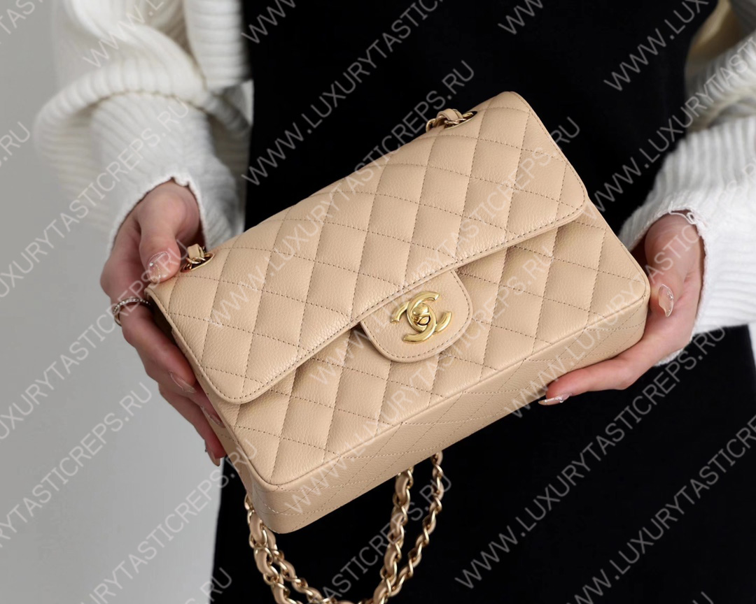 Ch*el small classic handbag bag beige a01113