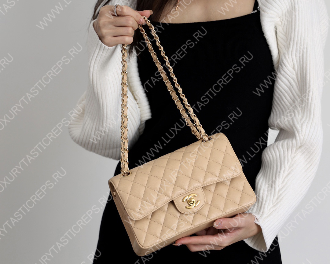 Ch*el small classic handbag bag beige a01113