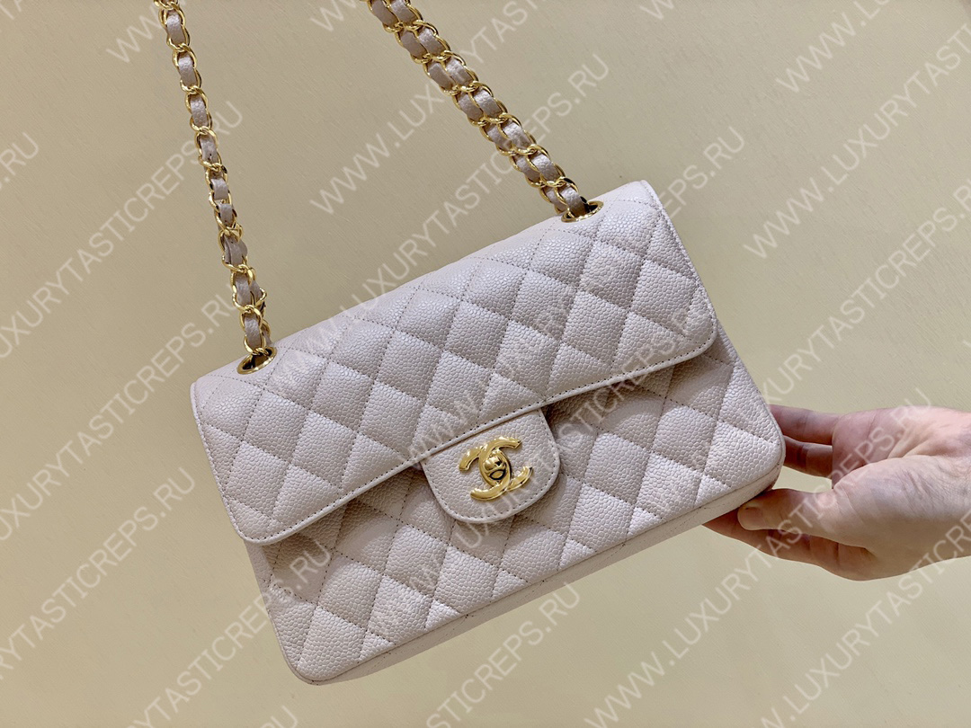 Ch*el small classic handbag bag beige a01113
