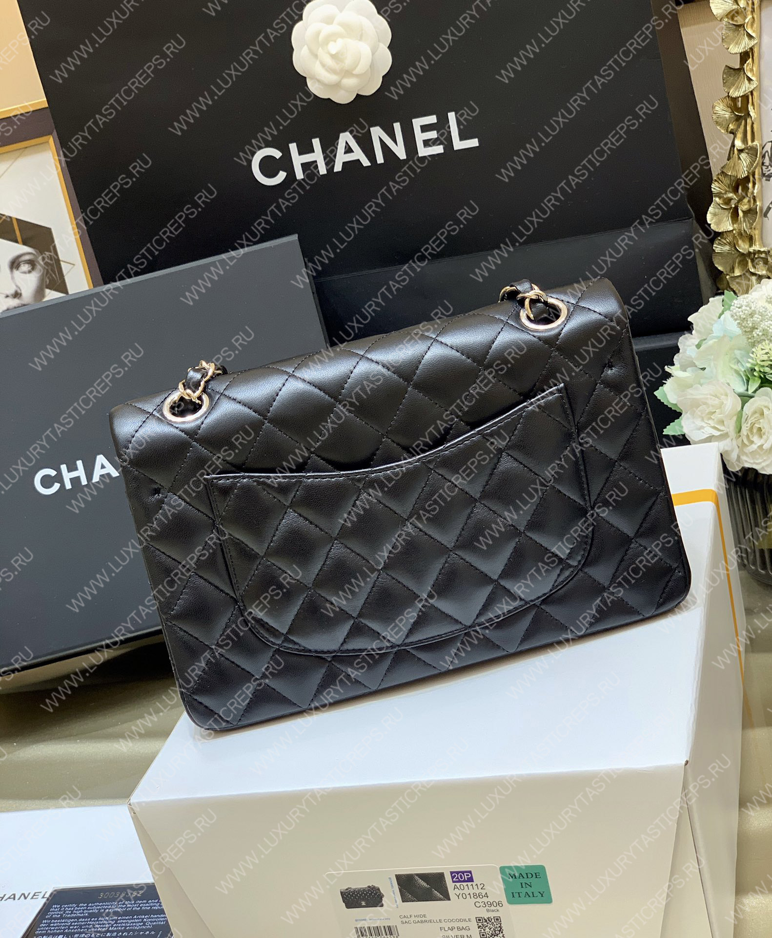 Ch*el small classic handbag bag black a01113
