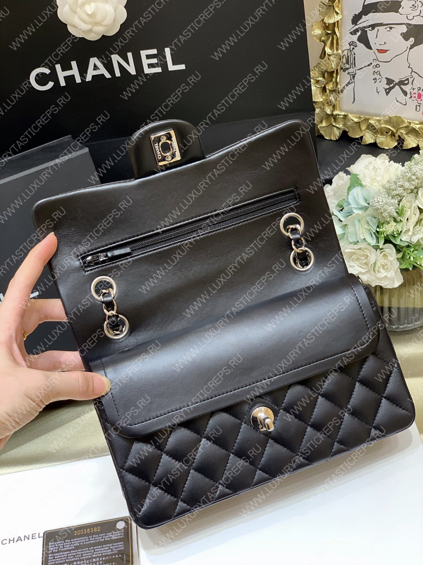 Ch*el small classic handbag bag black a01113
