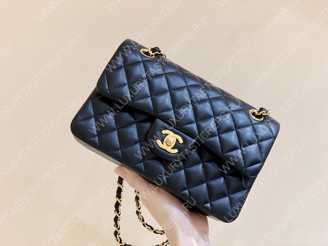 Ch*el small classic handbag bag black a01113