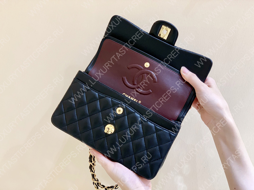 Ch*el small classic handbag bag black a01113