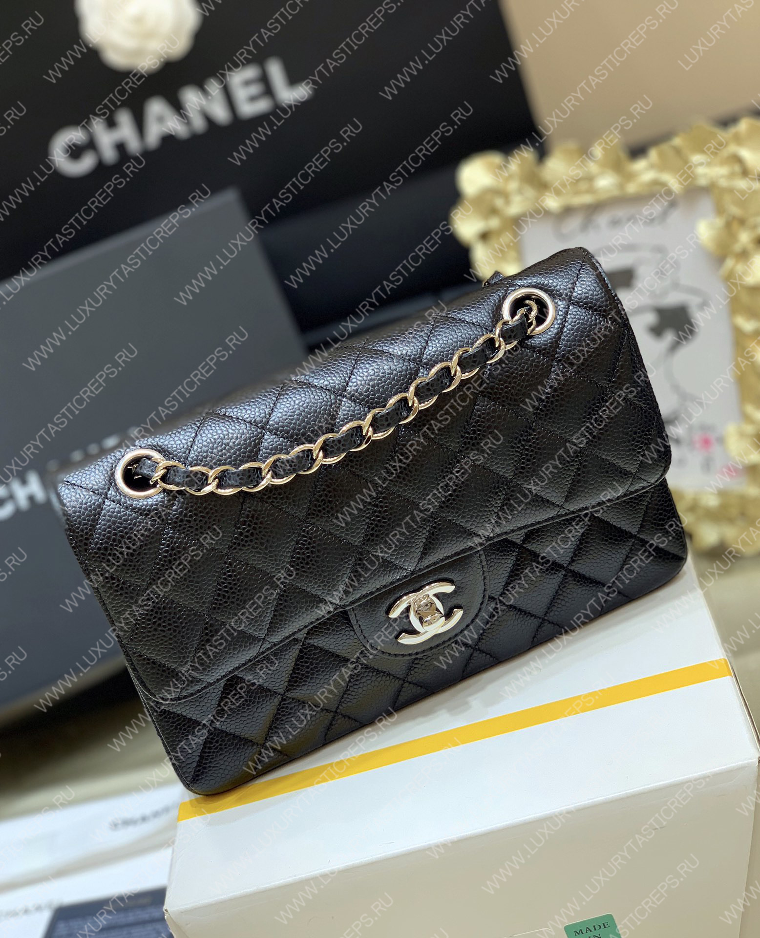 Ch*el small classic handbag bag black a01113