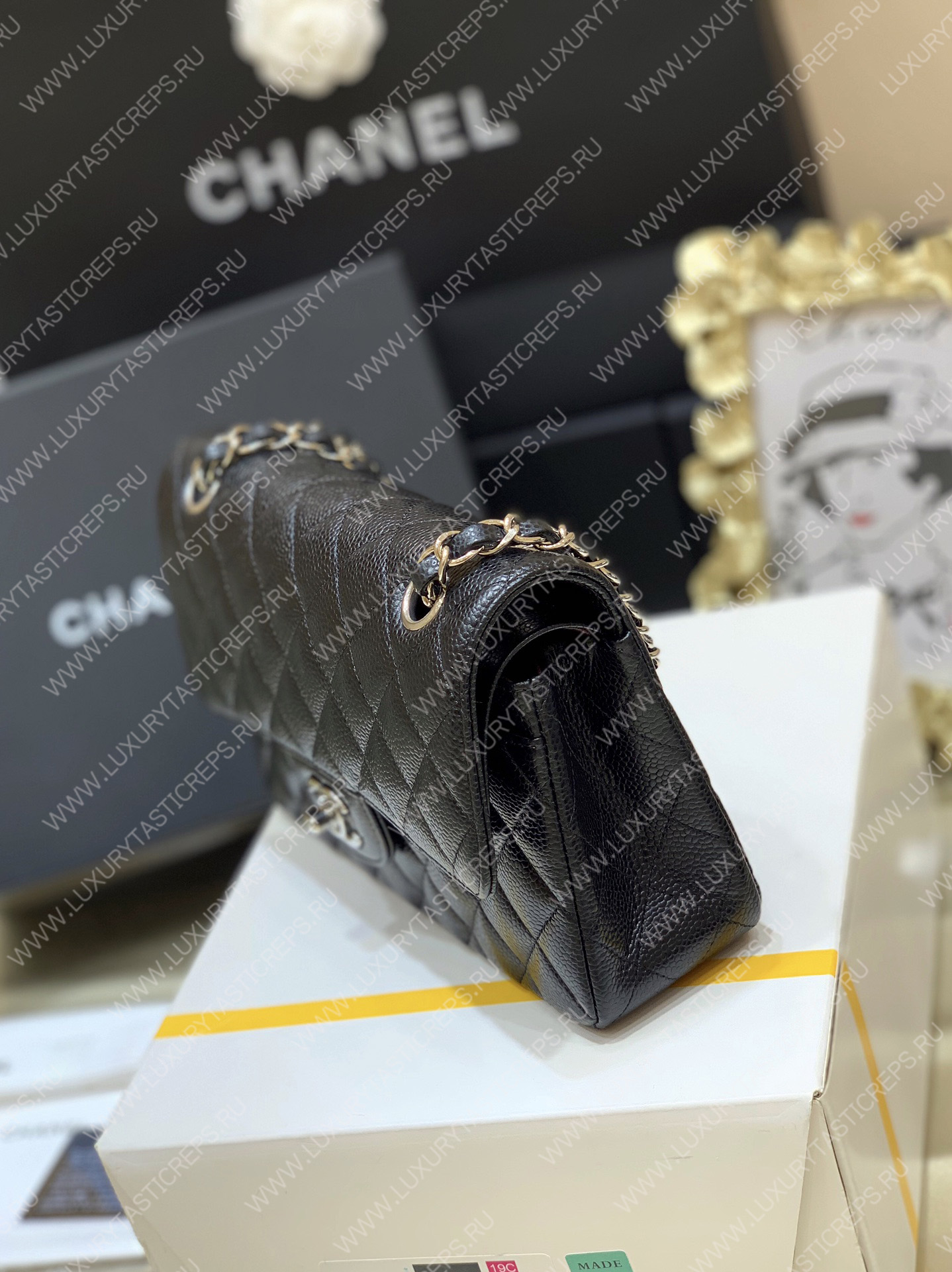 Ch*el small classic handbag bag black a01113