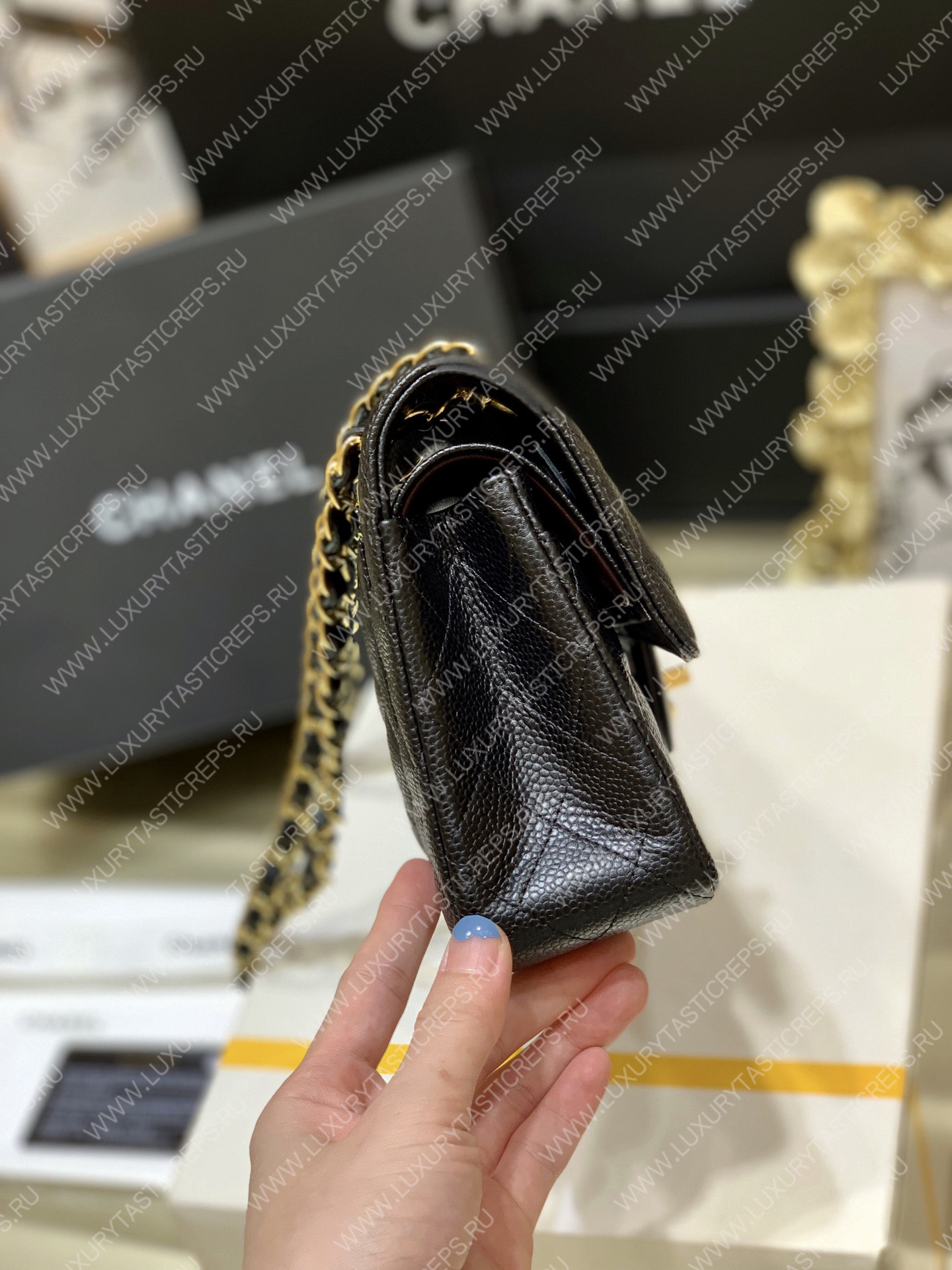 Ch*el small classic handbag bag black a01113