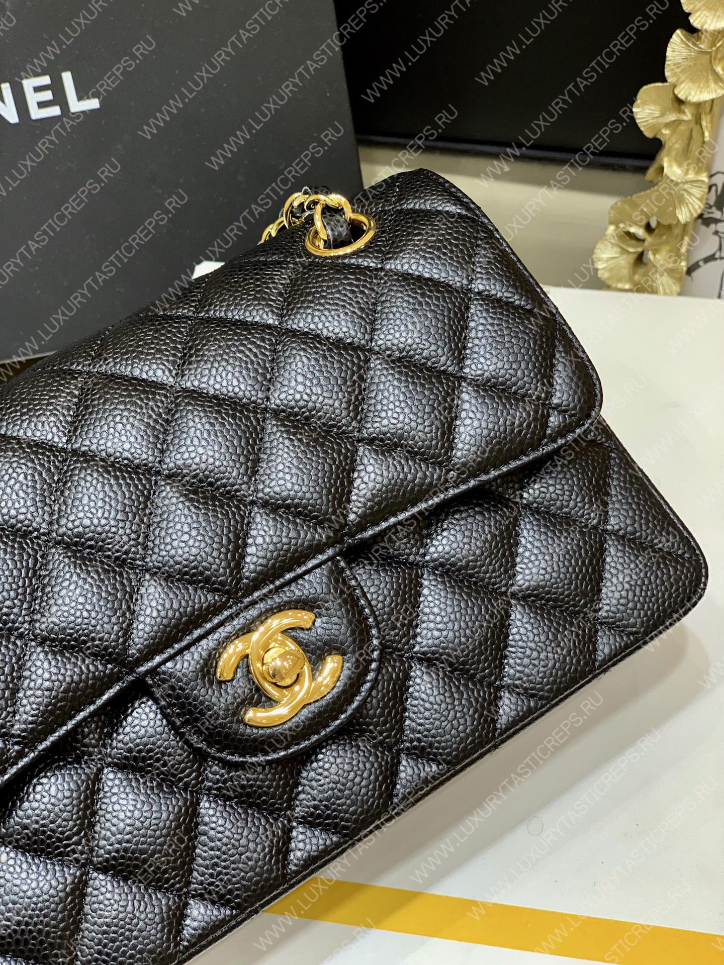 Ch*el small classic handbag bag black a01113