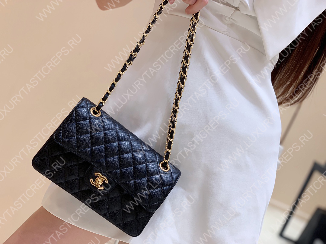 Ch*el small classic handbag bag black a01113