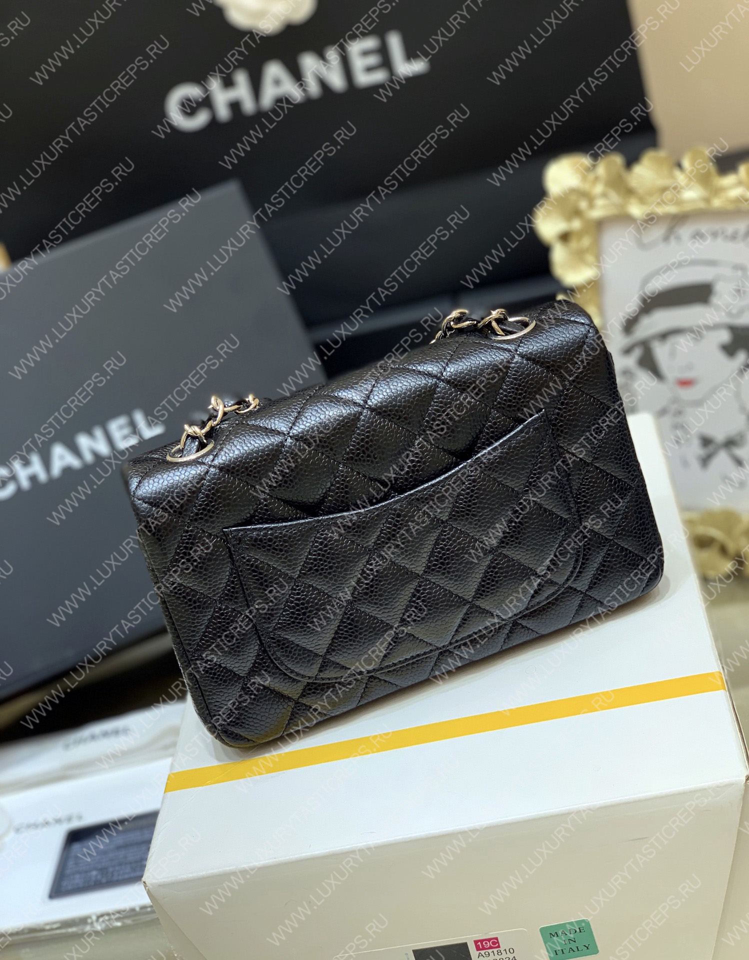 Ch*el classic flap bag black a01116