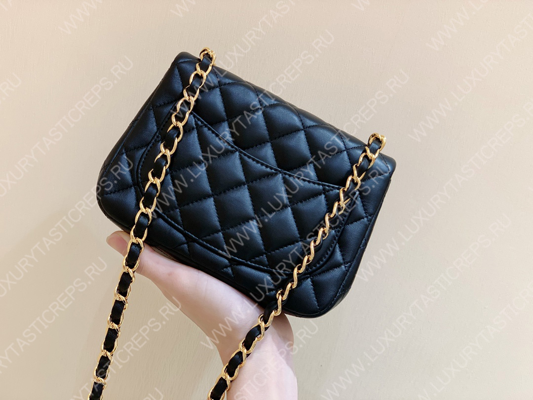 Ch*el square mini flap bag navy blue a01115