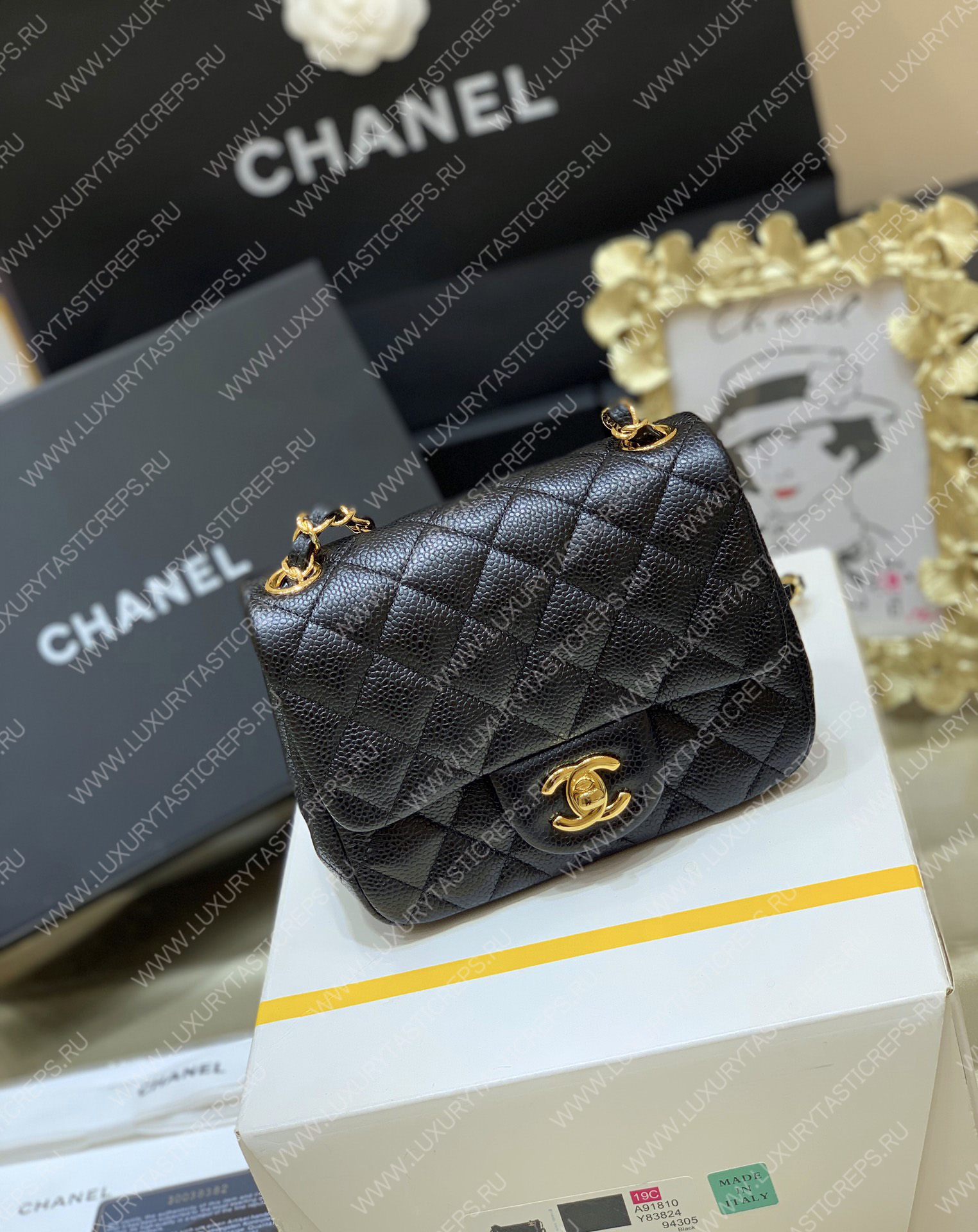 Ch*el classic flap bag black a01116
