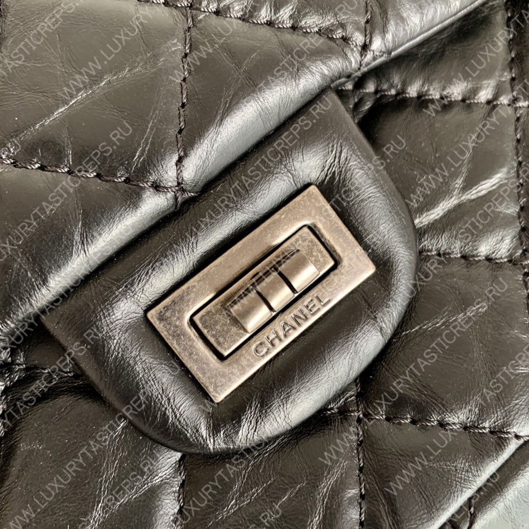 Ch*el 2.55 large reissue handbag black a37587