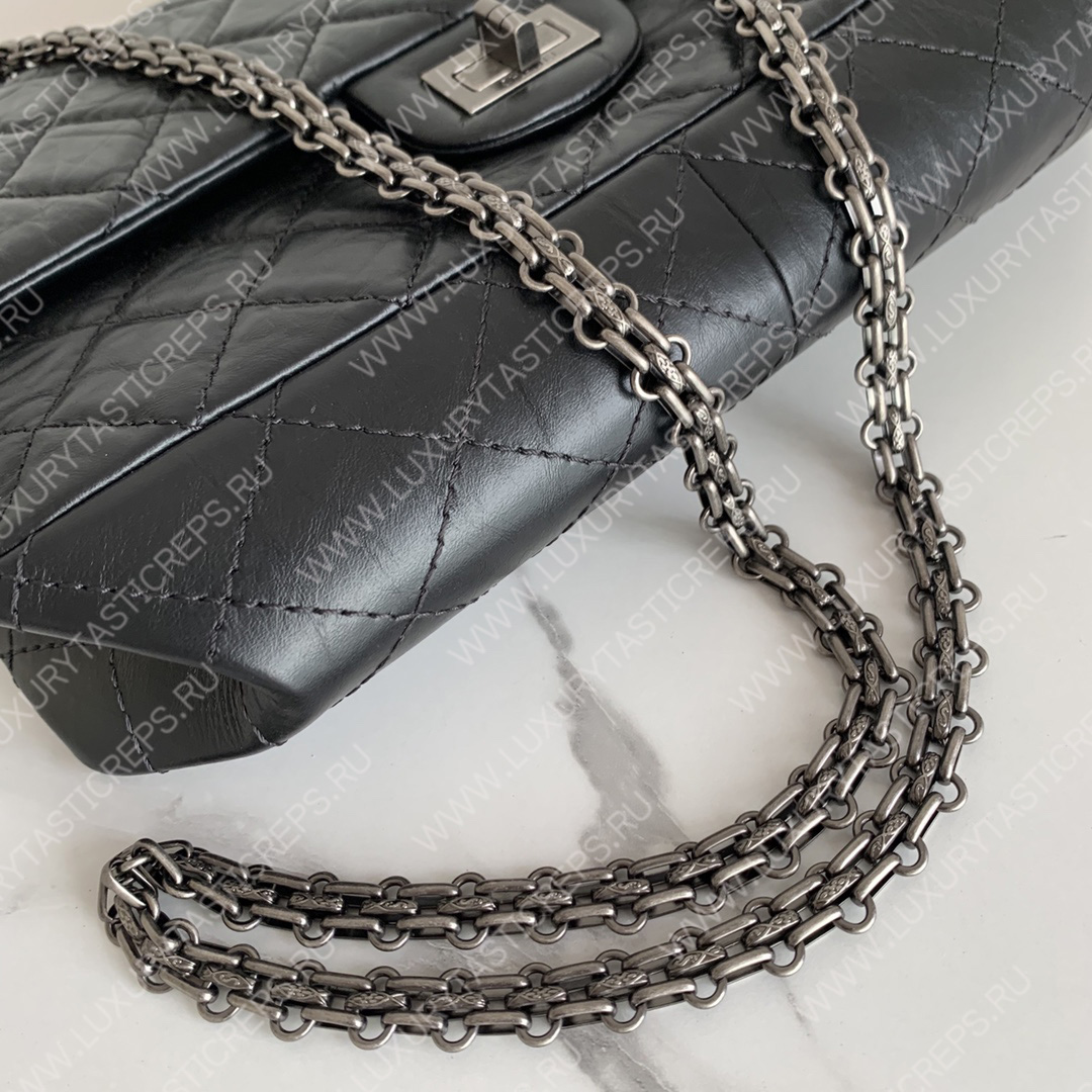 Ch*el 2.55 large reissue handbag black a37587