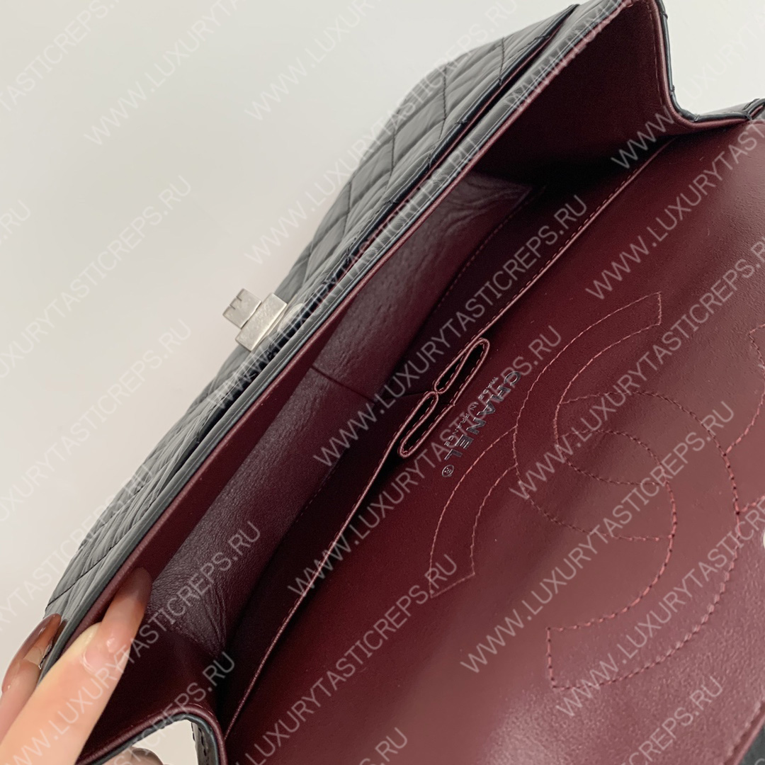 Ch*el 2.55 large reissue handbag black a37587