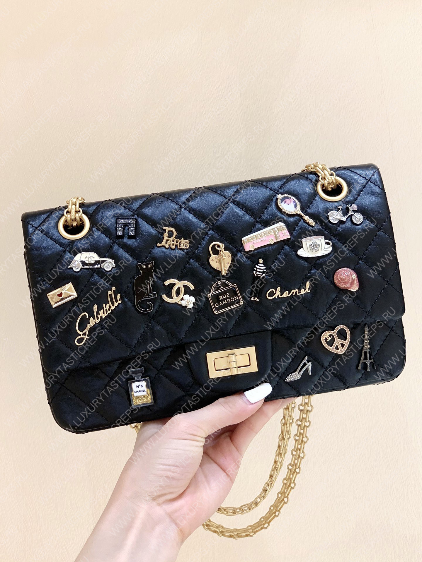 Ch*el lucky charms 2.55 reissue bag black a37586
