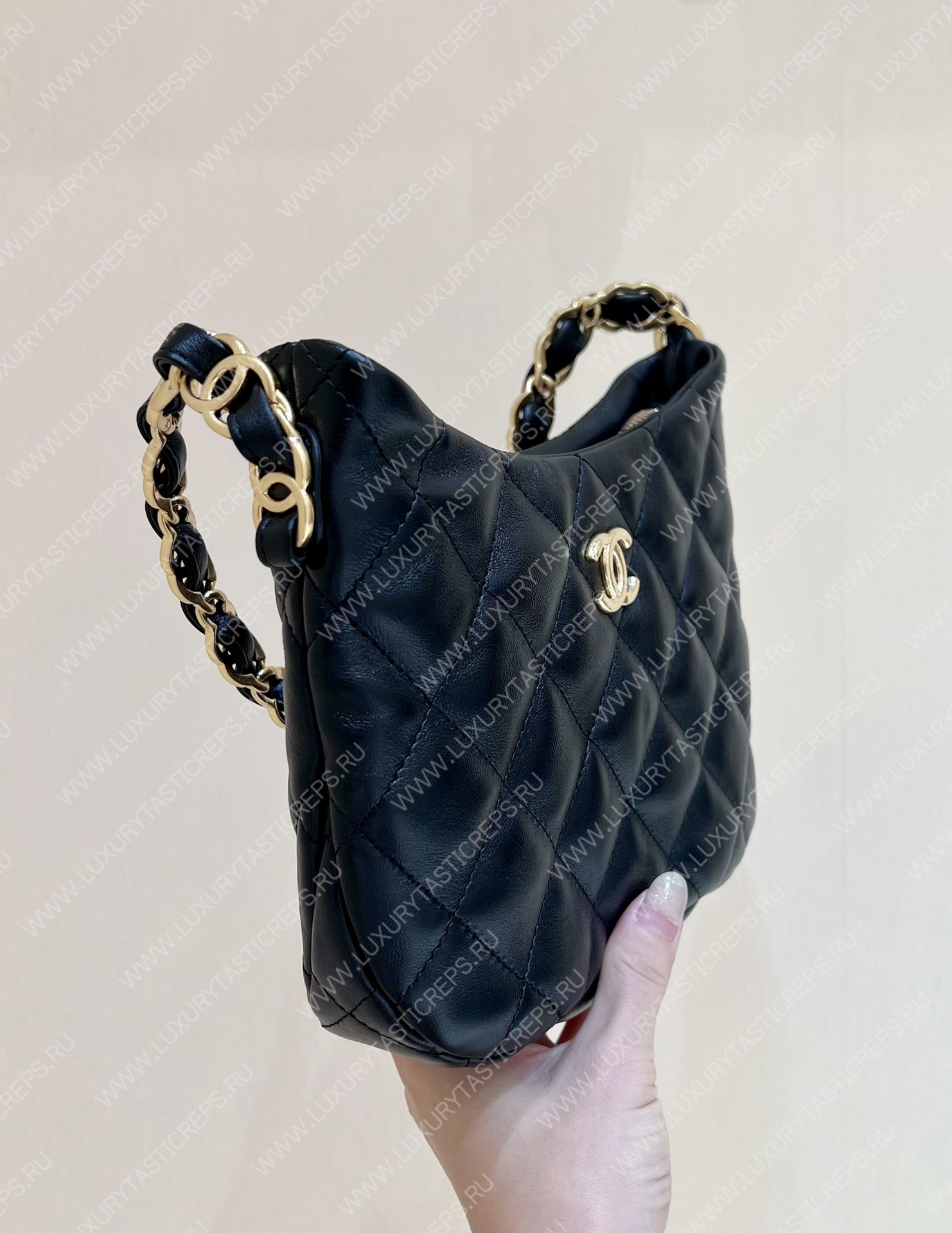 Ch*el hobo handbag black as3562