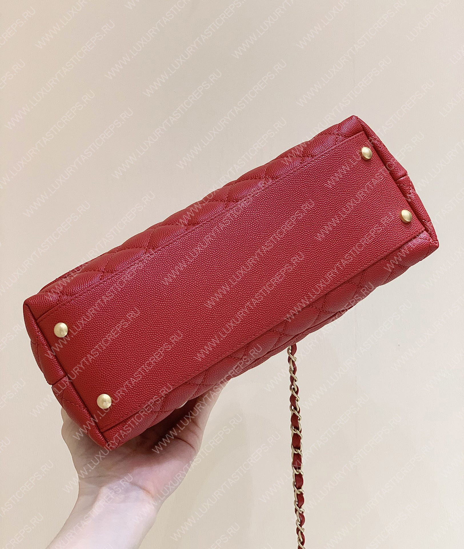 Ch*el coco handle bag red a92993