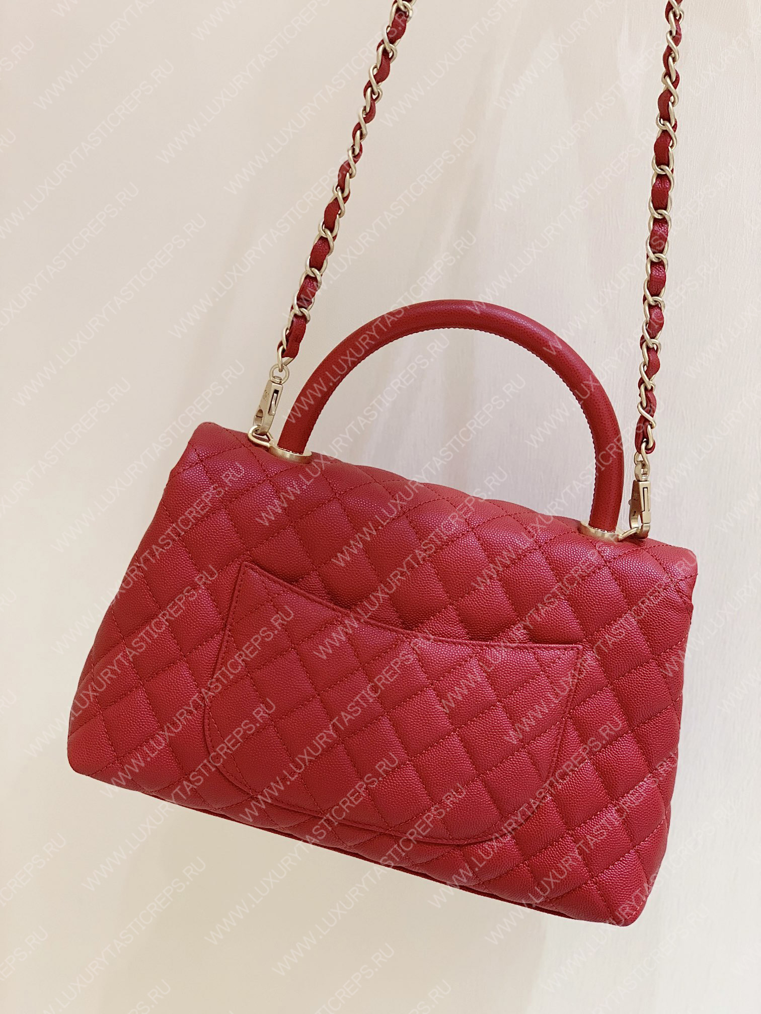 Ch*el coco handle bag red a92993