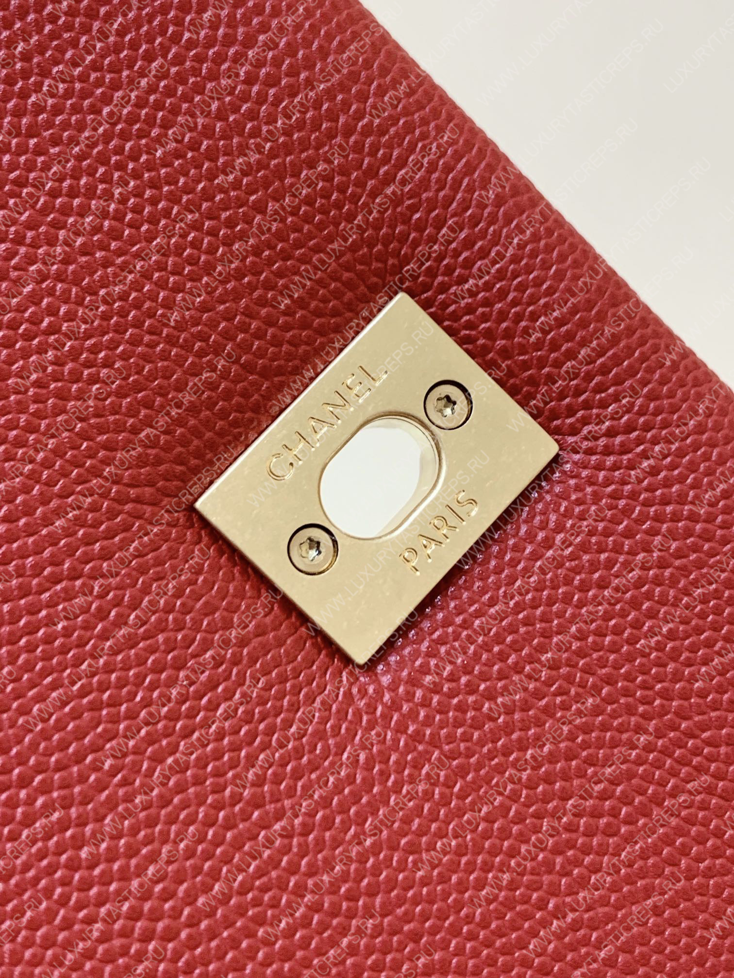 Ch*el coco handle bag red a92993