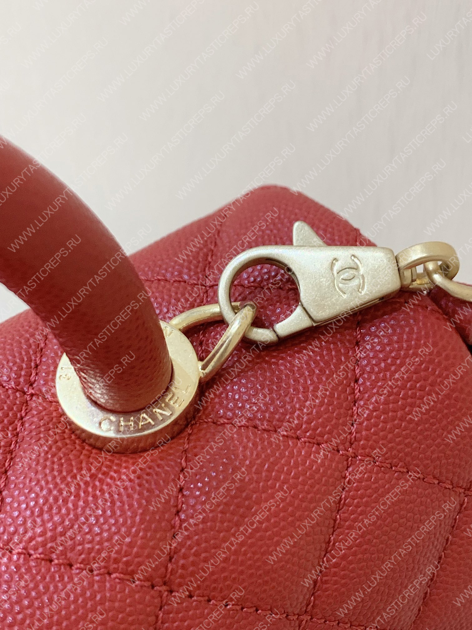 Ch*el coco handle bag red a92993