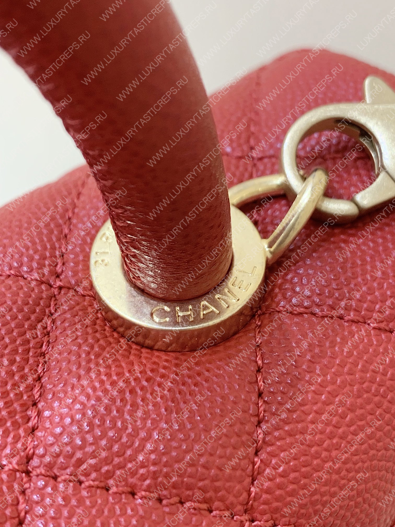 Ch*el coco handle bag red a92993