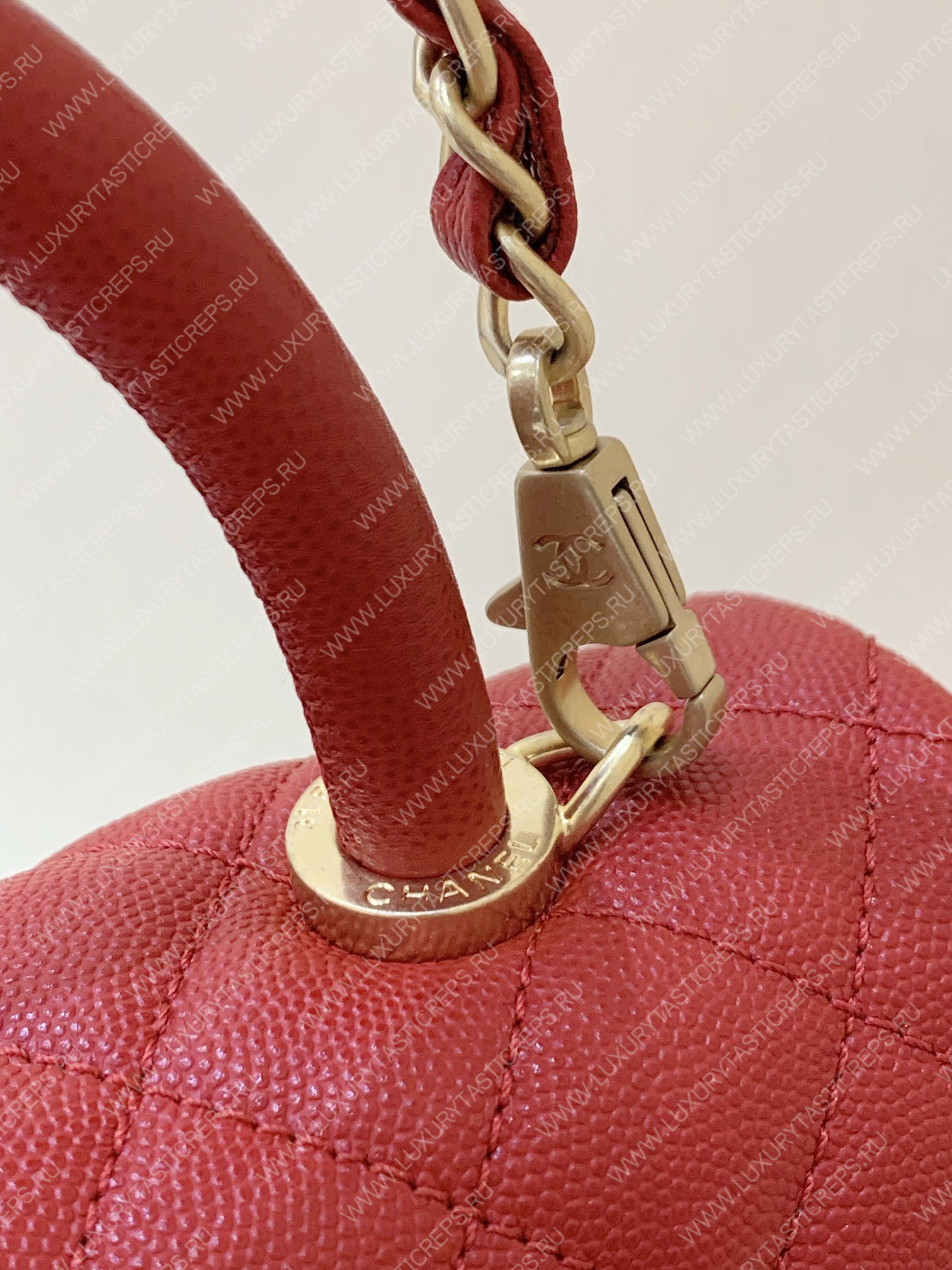 Ch*el coco handle bag red a92993