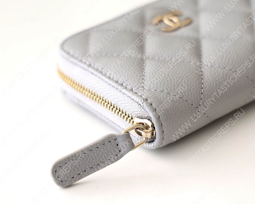 Ch*el classic zipped coin purse grey ap0216