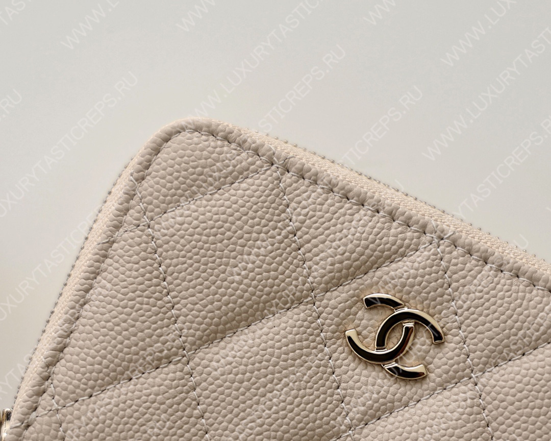 Ch*el classic zipped coin purse cream ap0216