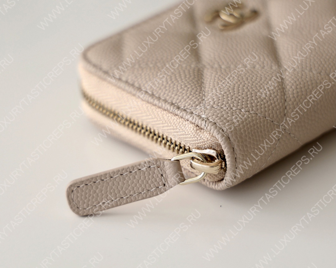 Ch*el classic zipped coin purse cream ap0216