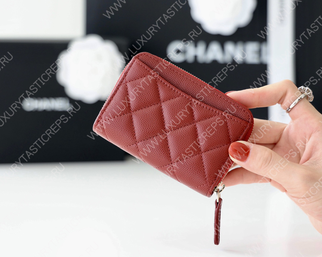 Ch*el classic zipped coin purse red ap0216