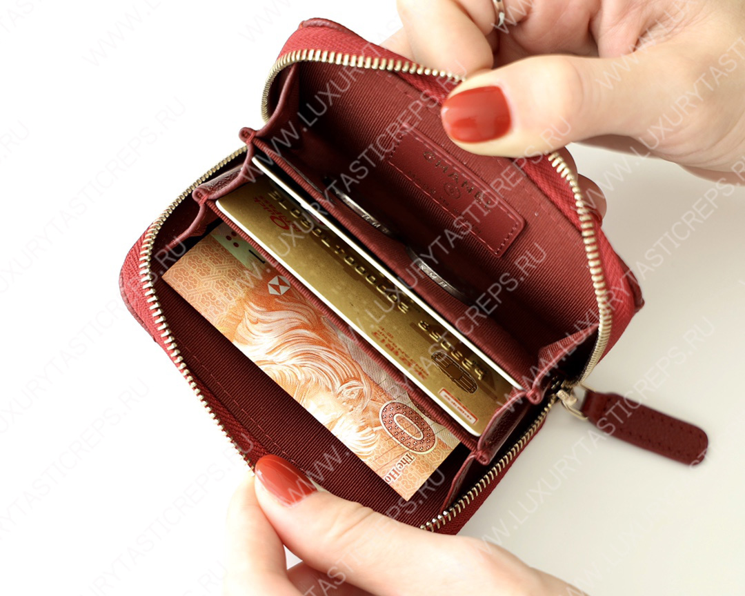 Ch*el classic zipped coin purse red ap0216