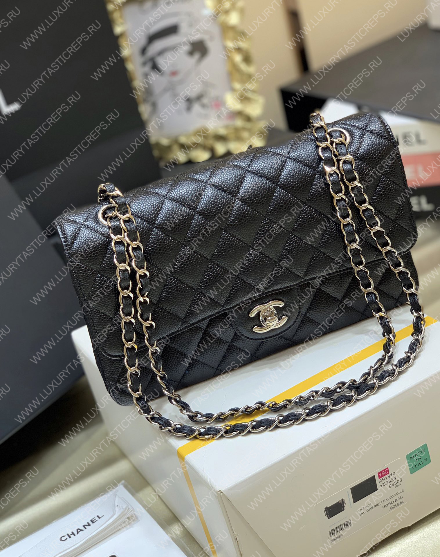 Ch*el classic handbag bag black a01112