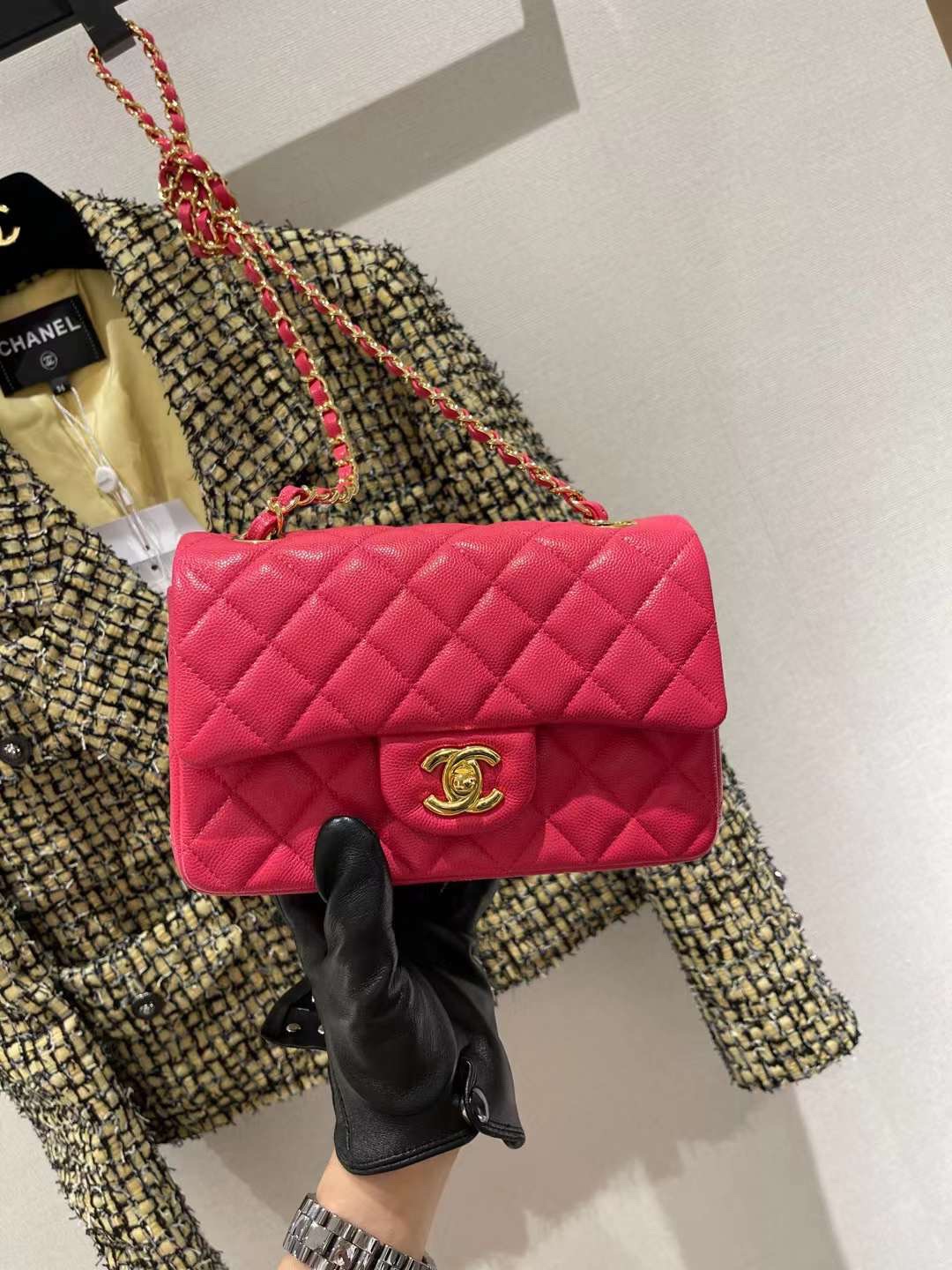 Ch*el mini classic flap bag pink a01116