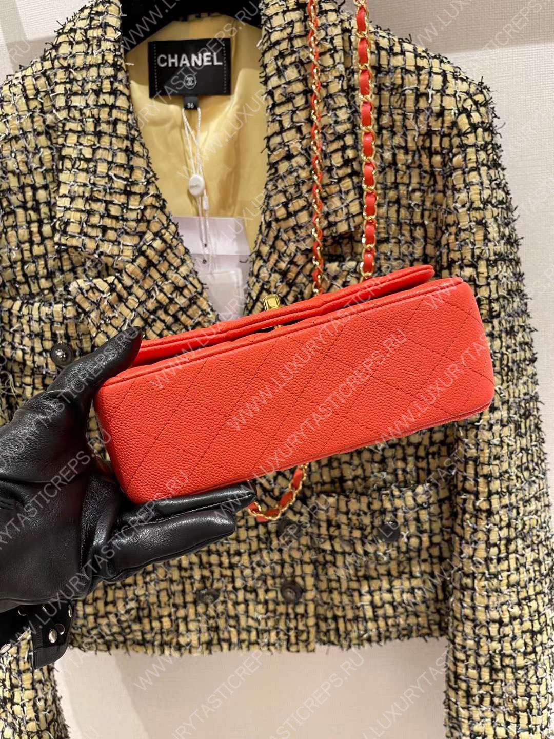 Ch*el mini classic flap bag orange a01116