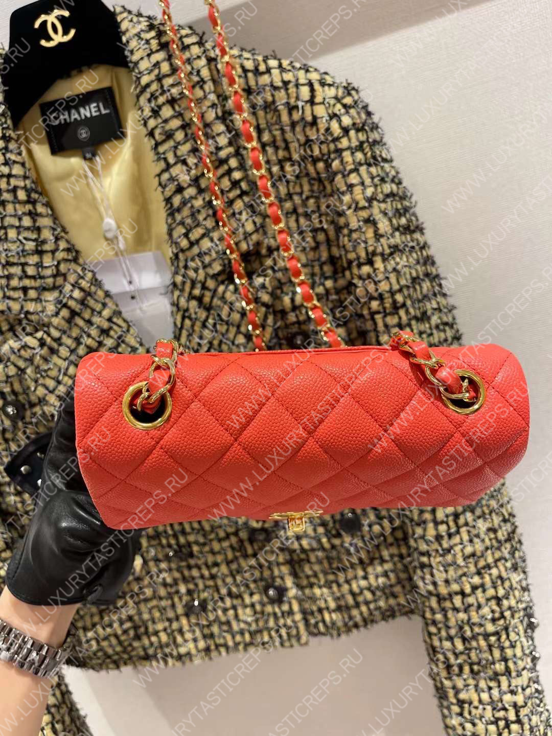 Ch*el mini classic flap bag orange a01116