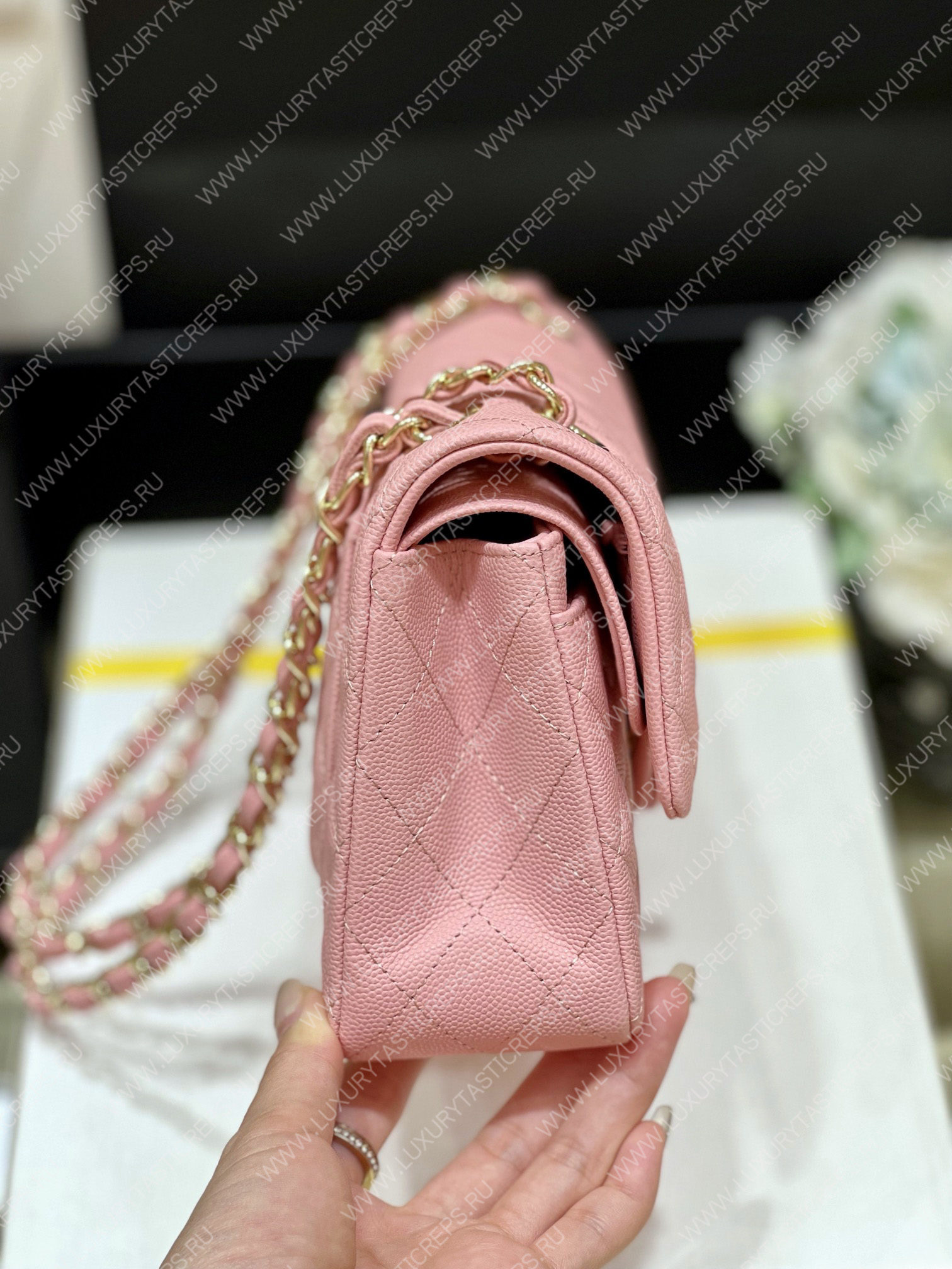 Ch*el small classic handbag bag pink a01113