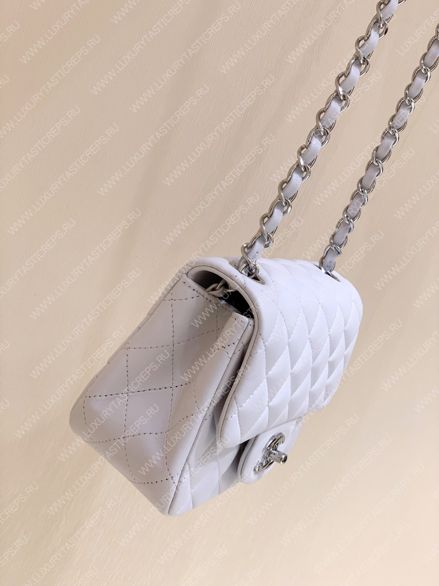 Ch*el mini classic flap bag white a01115