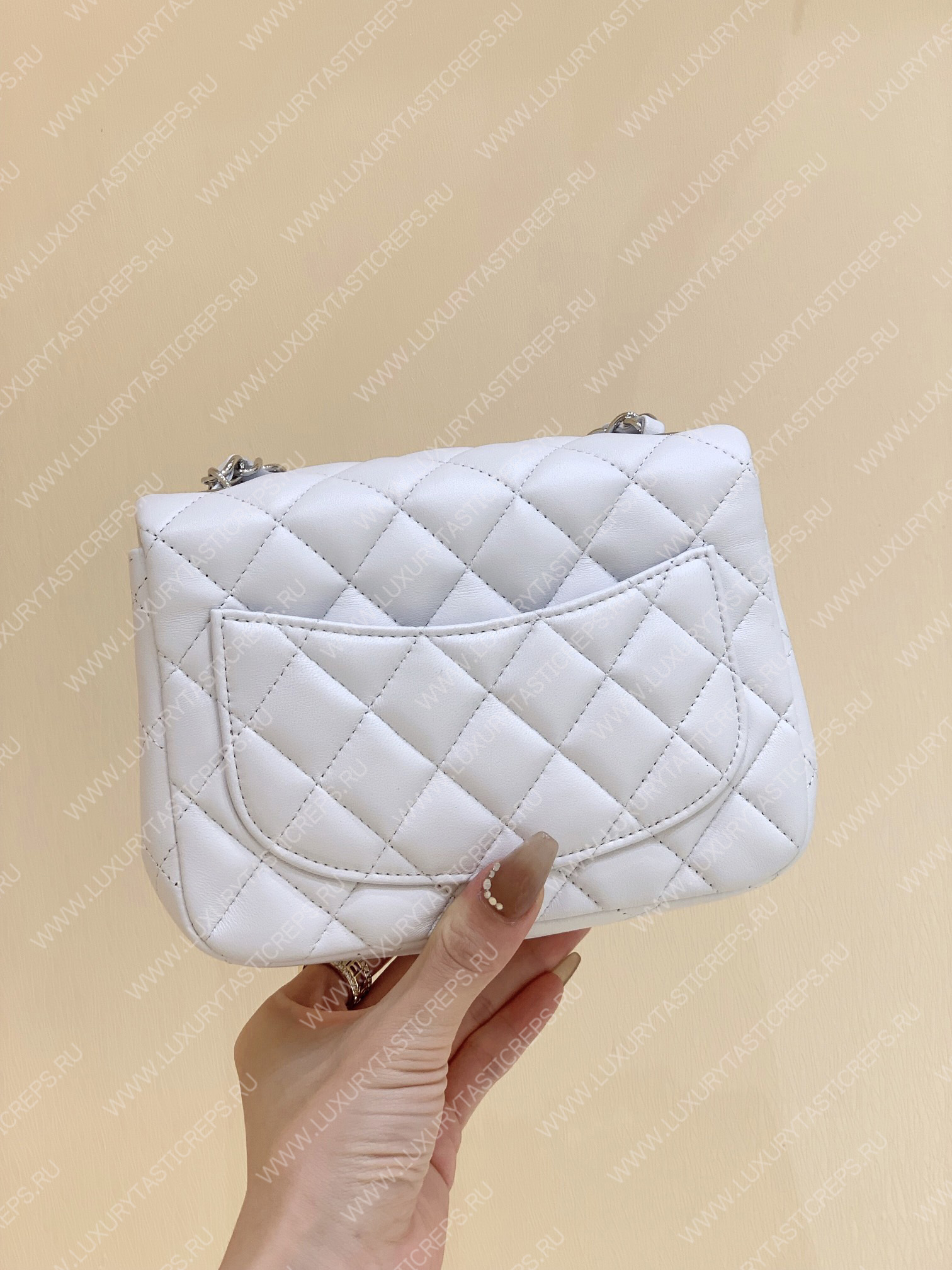 Ch*el mini classic flap bag white a01115