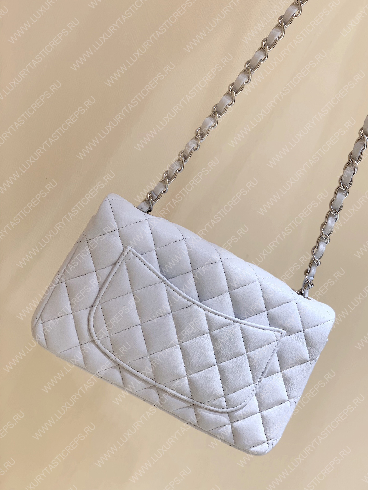 Ch*el mini classic flap bag white a01116