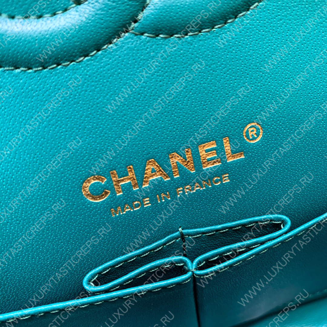 Ch*el classic handbag bag turqoise a01112