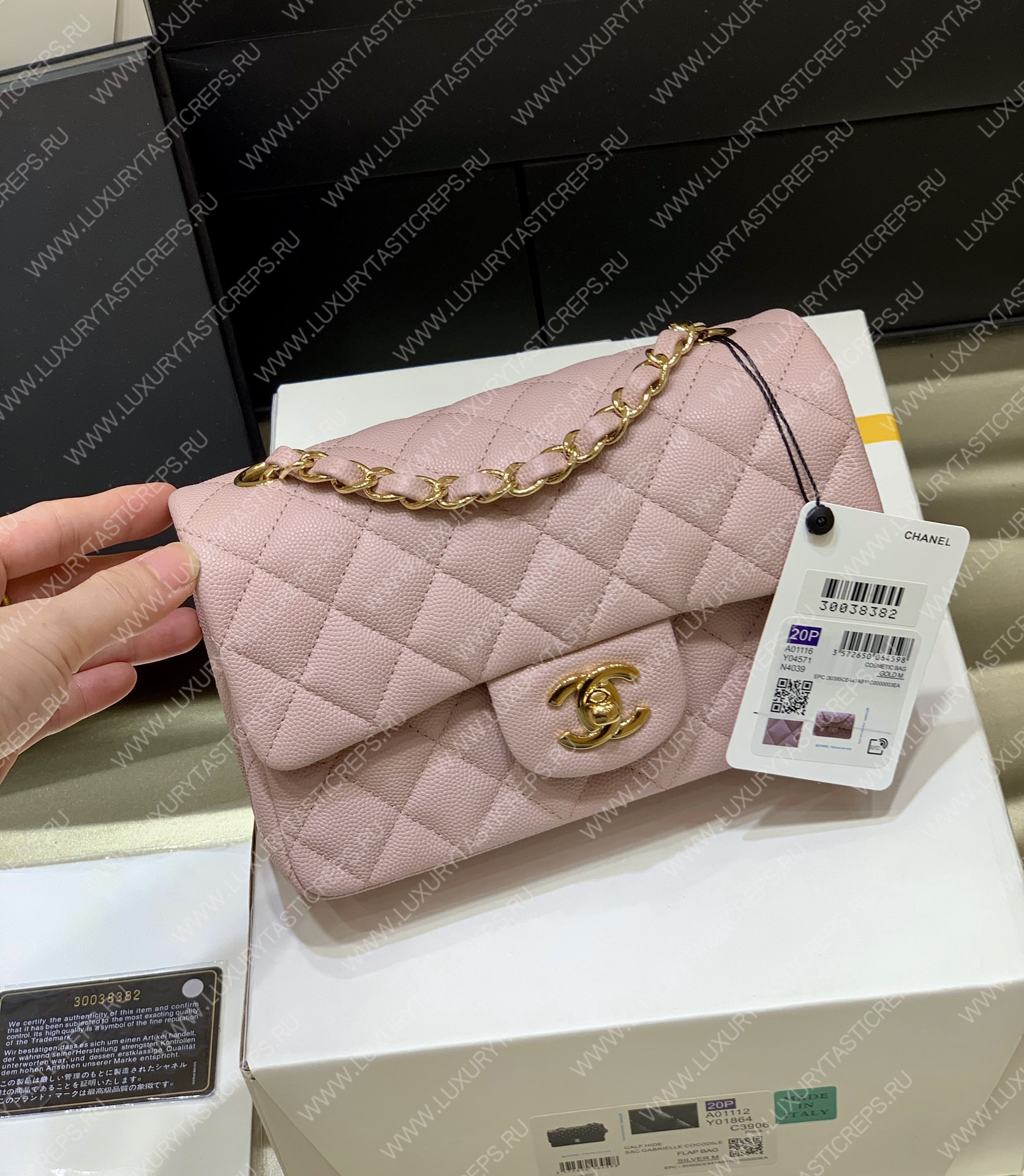 Ch*el mini classic flap bag light pink a01116