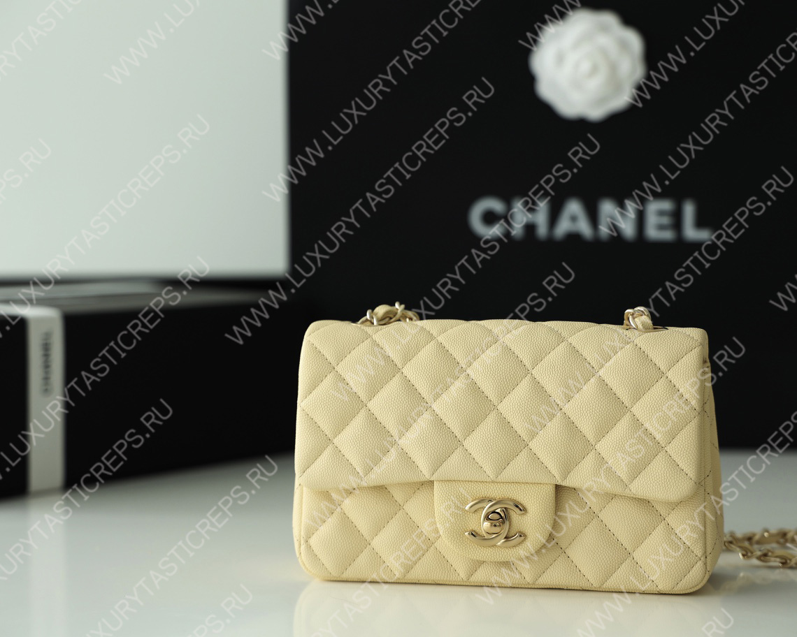 Ch*el mini classic flap bag yellow a01116