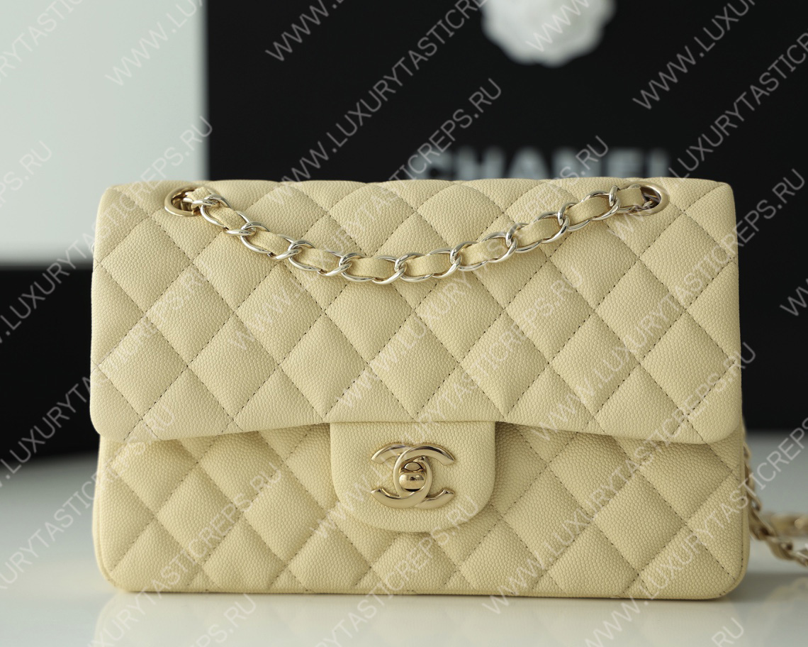 Ch*el small classic handbag bag yellow a01113
