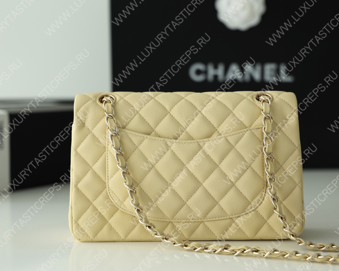 Ch*el small classic handbag bag yellow a01113