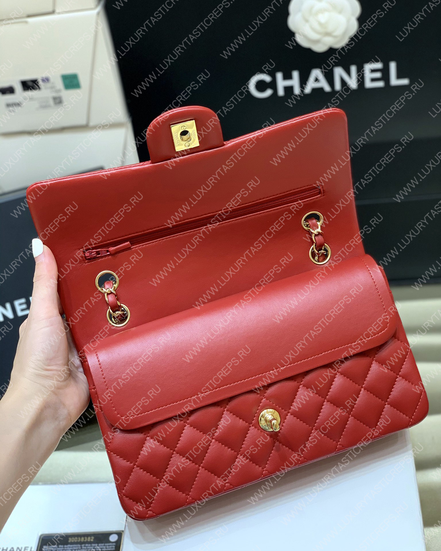 Ch*el classic handbag bag red a01112