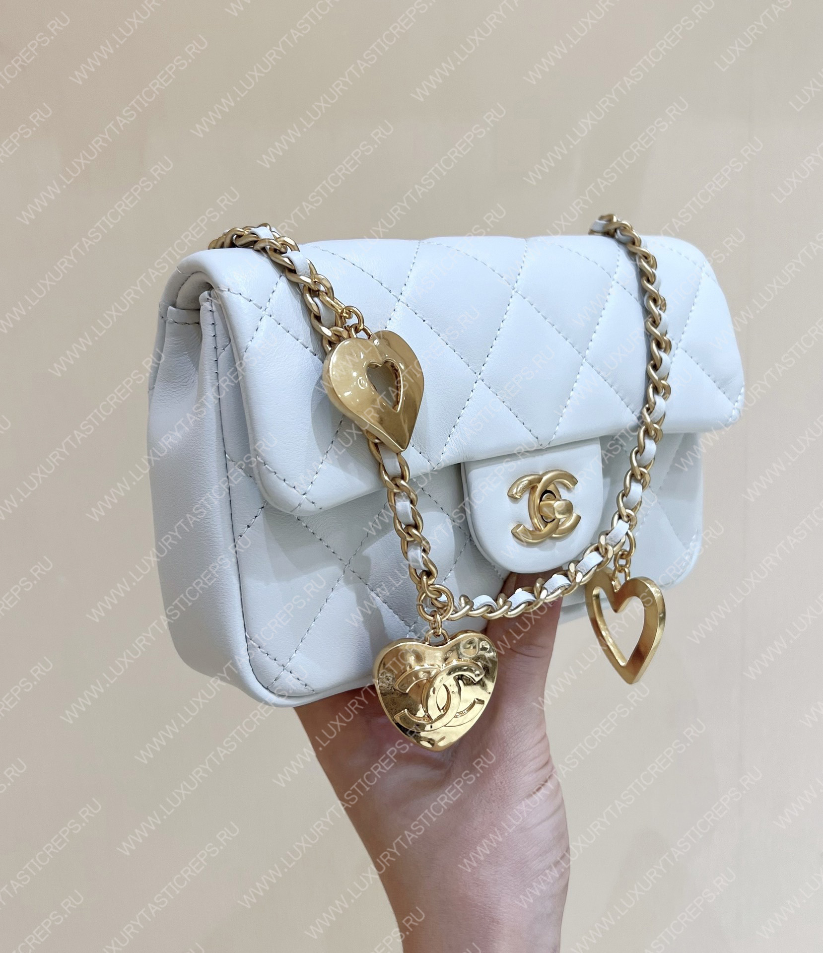 Ch*el mini flap bag white as3456