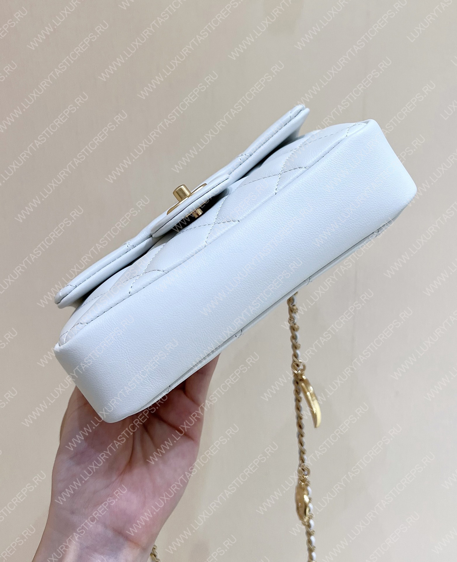 Ch*el mini flap bag white as3456
